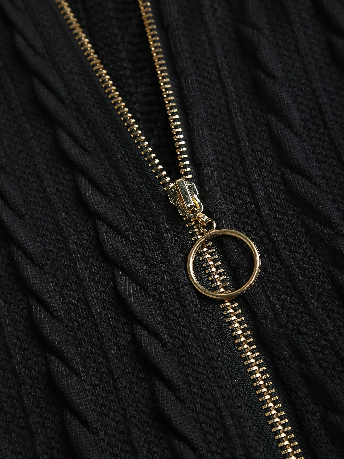 معطف نسائي أوروبي وأمريكي كبير الحجم بسحاب كامل محبوك بلون سادة مع غطاء للرأس وأكمام طويلة مع مروحة- #6