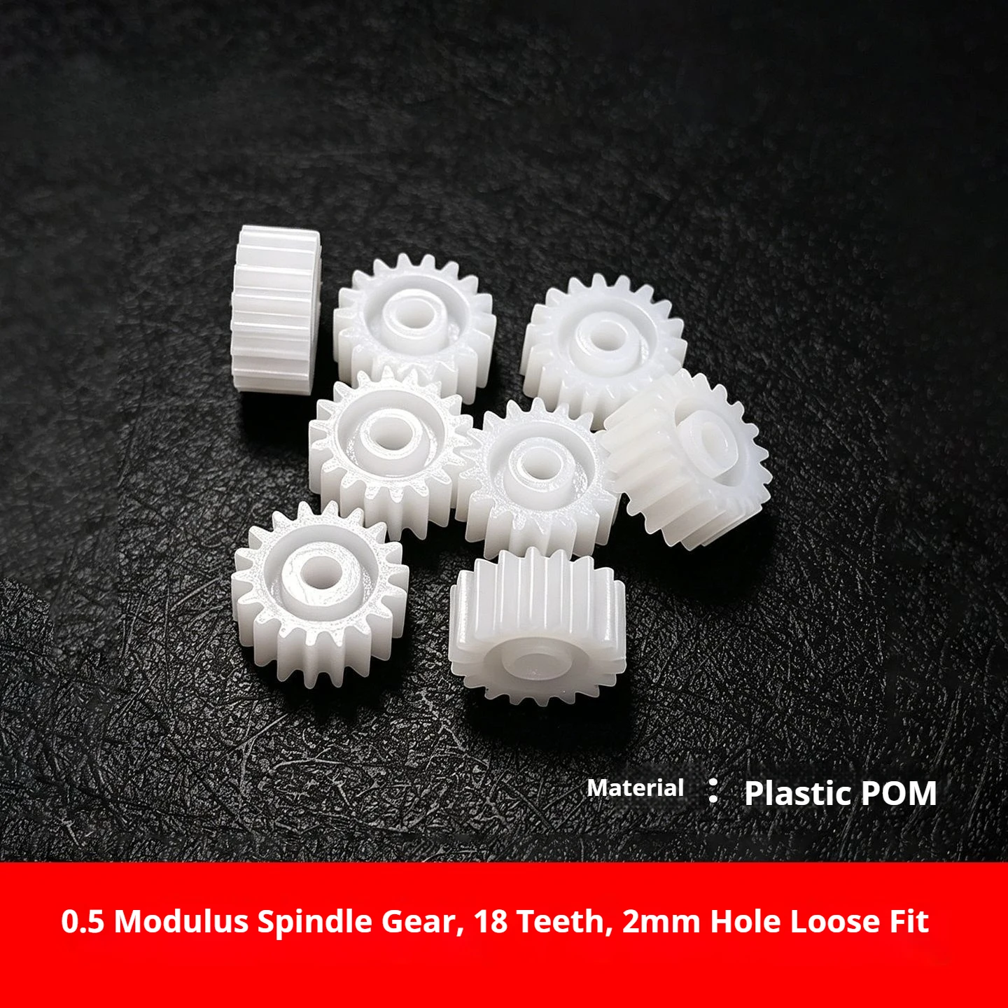 182B 0.5 module spindle gear 18T-2mm loose-fit hole, POM plastic spur gear for primary and secondary school science DIY projects