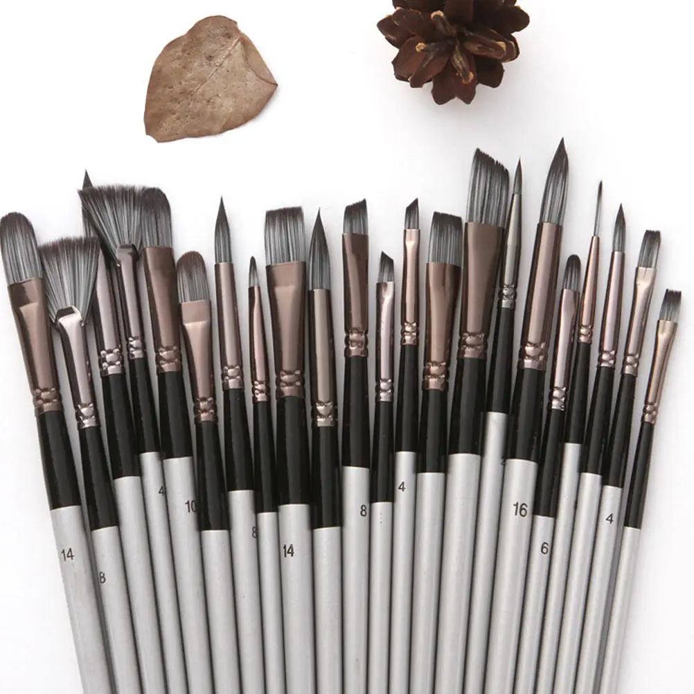 24pcs-paint-brush-set-for-oil-watercolor-painting-solid-wood-handle-nylon-bristles-aluminum-ferrule-student-drawing-kit