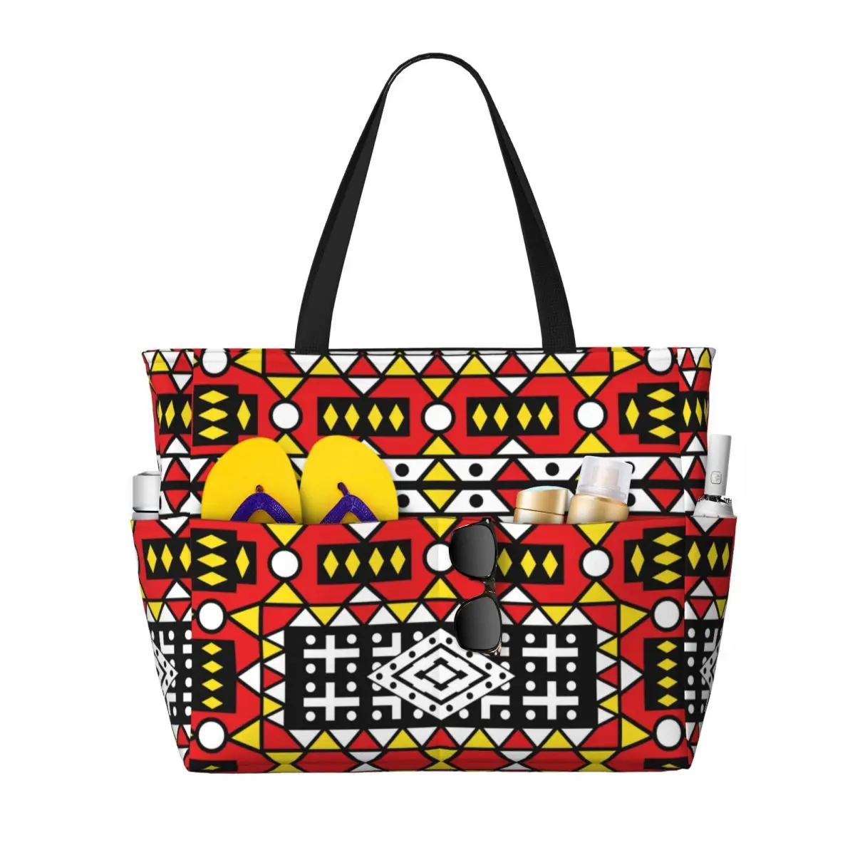 Custom Kizomba Samakaka Ankara Print Grocery Shopping Tote Bags Women Large Capacity African Wax Design Gym Beach Travel Bags