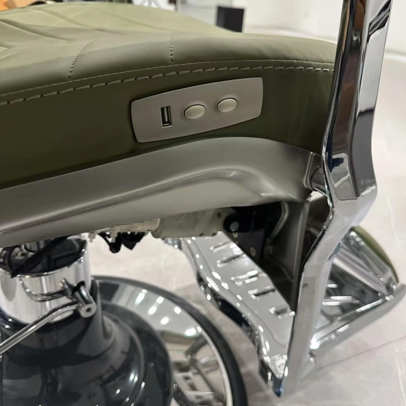Luxury Electric Barber Chair, Sturdy Construction, 360-degree Rotation, Hydraulic Height Adjustment, Leather Seat - Salon Barber