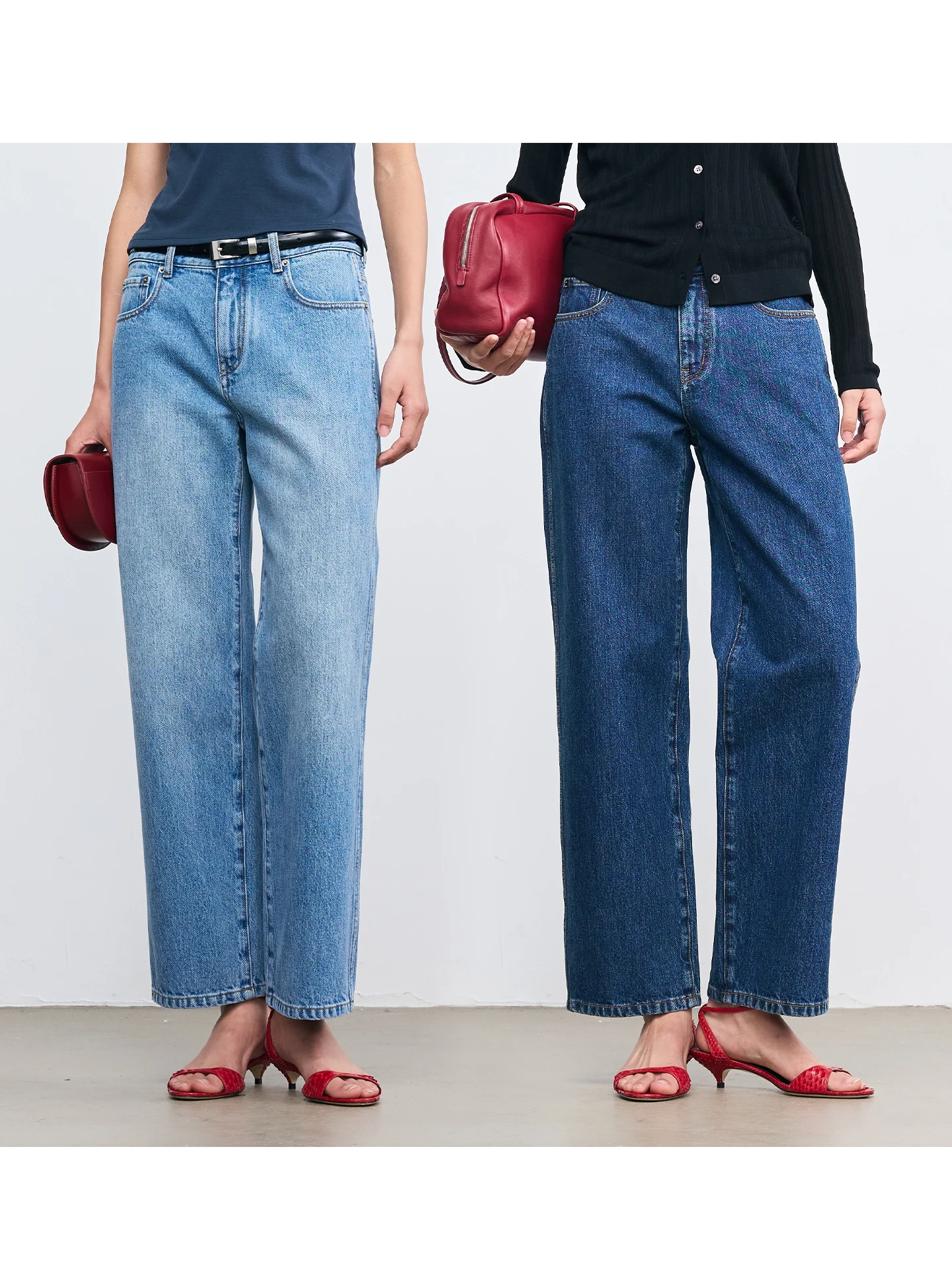 

Ayuko Kuroki Black Wood Jeans mid Low Waist Nine Point Straight Leg Jeans Women's Spring Natural Waist Button Closure Jeans