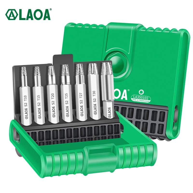 

LAOA, набор из 7 поврежденных винтовых экстракторов, направляющая Torx, сломанный быстрый экстрактор, инструмент для извлечения сломанного болта