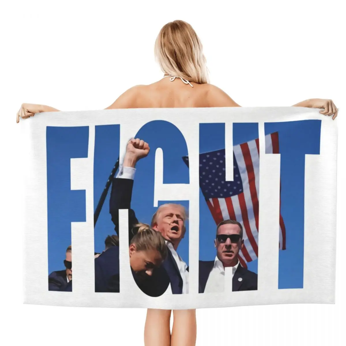 Custom Trump 2024 Absorbent Microfiber Beach Bath Towel Quick Drying America USA Flag Bathroom Pool Towels