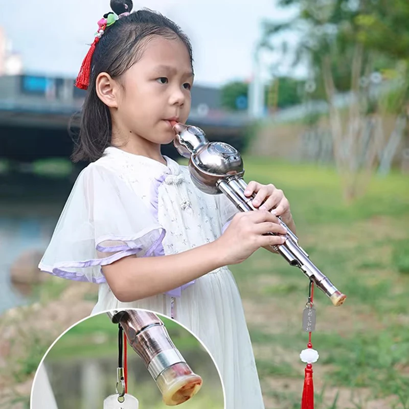 7 Holes Hulusi C/B-Flat Key 3 Tone Gourd Flute Professional Adult Children Traditional Instrument Anti-drop Hulusi for Beginner