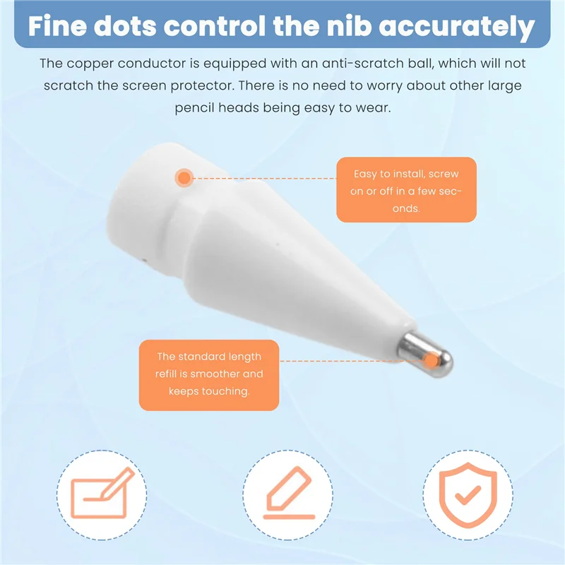 AEF7-2 Pack Pencil Tips For  Pencil 1St Gen And 2Nd Gen/ Ipad Pro Pencil,1Mm No Wear Out Fine Point Precise Control Nibs