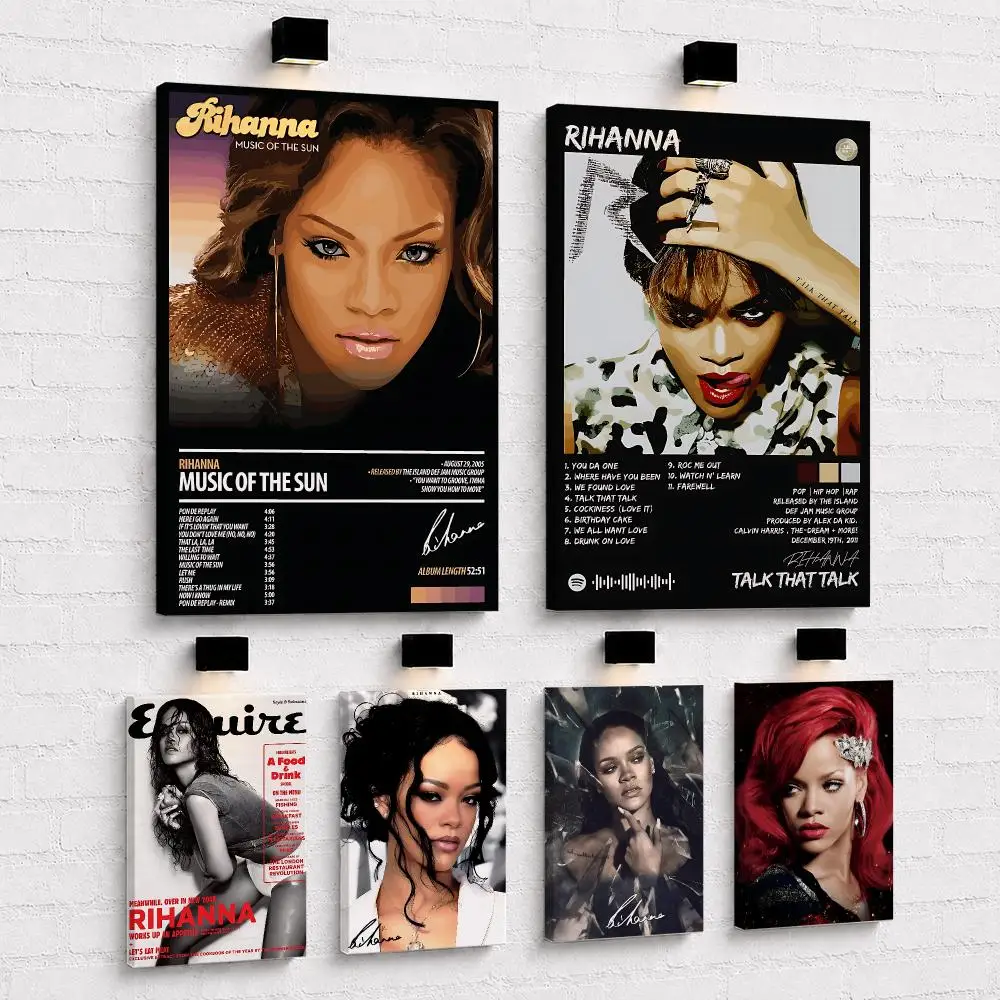 R&B Pop Singer R-Rihanna Framed Wall Painting Framed Canvas Wall Art Print | Modern Poster | Home Hallway Decor