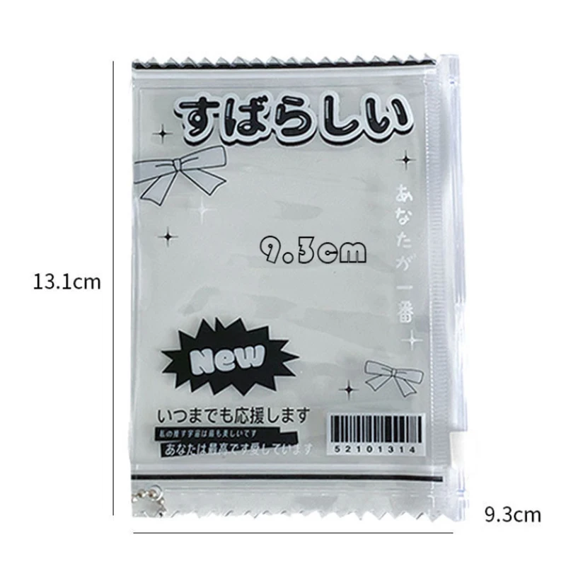 3-inch Cartoon Print Card Storage Holder Transparent Doll Bag With Chain Small Card Bags Korean Style Card Holder Bag Pendant