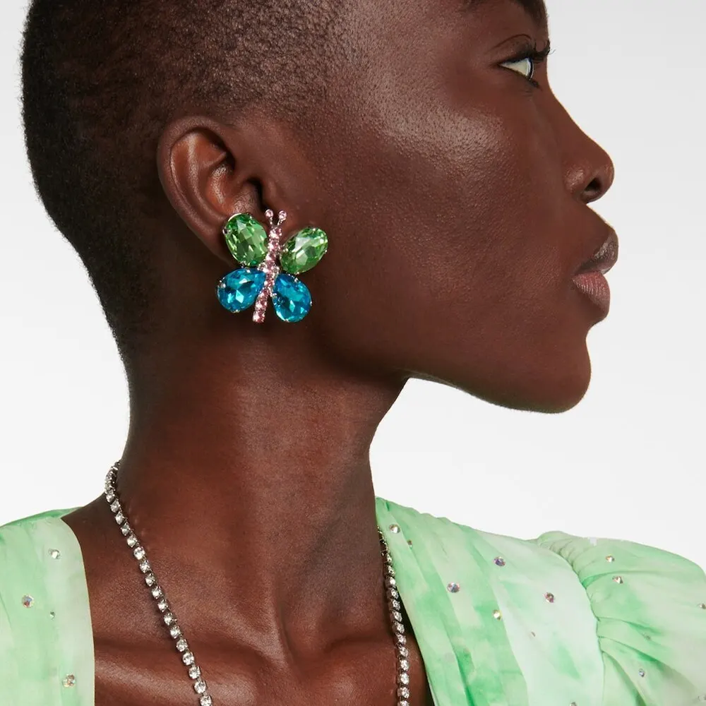 

Colorful Crystal Butterfly Ear Clip Earrings No Piercing Jewelry Fashion Women Rhinestone Clip Earrings Wedding Exquisite Gift