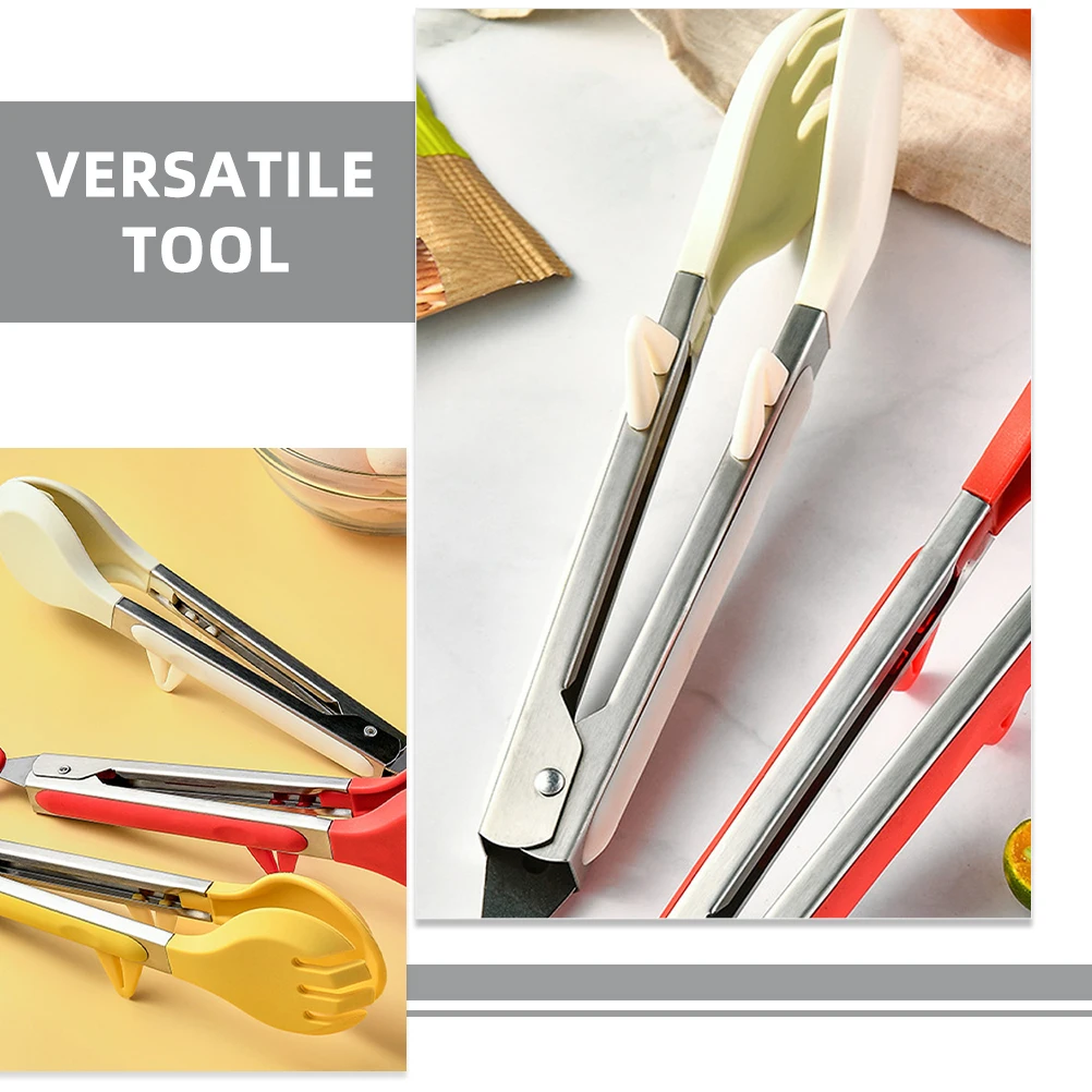 

1pc Silicone Kitchen Tongs Anti Scald Food Tong Cooking BBQ Grilling Tools Pasta Salad Serving Tool Home Party Use Gel Clips
