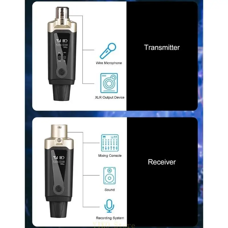 

K32C Wireless Microphone System with Transmitter and Receiver Clear Sound Quality Plug and use 500-980mhz/16Channel