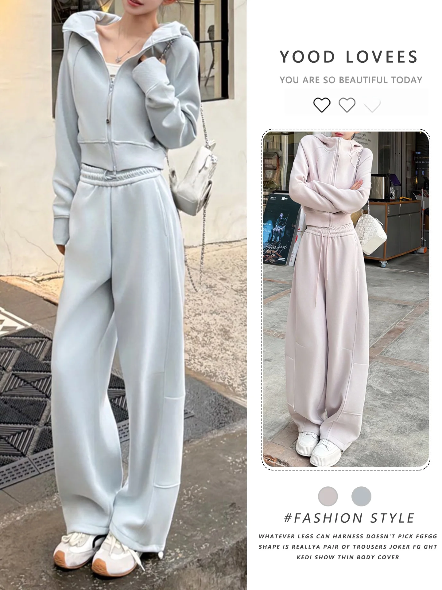 

Korean Style Casual Sportswear Set Women Spring Autumn Lazy Hoodie Short Pants Fashionable Two Piece Set High Waist Long Pants