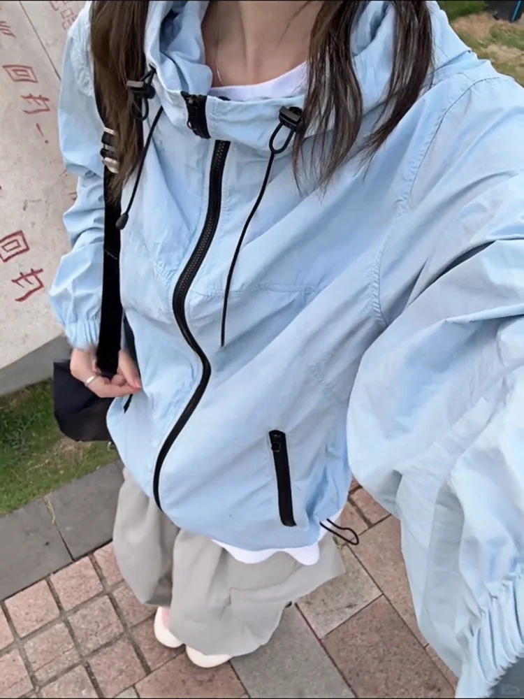 

Dopne светло-голубая ледяная шелковая одежда с защитой от ультрафиолета для мужчин и женщин, летняя тонкая уличная ветровка с защитой от ультрафиолета Jaet