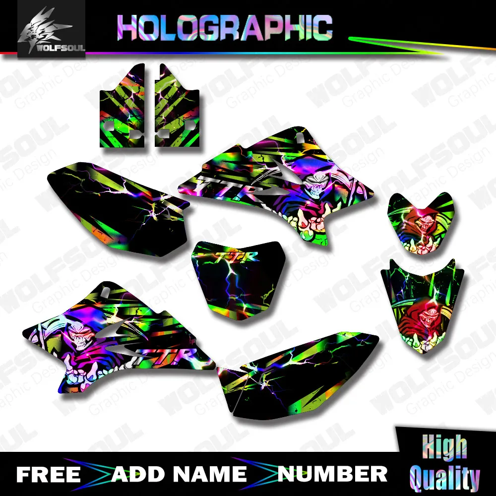 Motocross Holographic Background Decal Graphics Sticker Kits For Yamaha TTR50 TTR 50 2006 2007 2008 2009- 2013 Custom Number