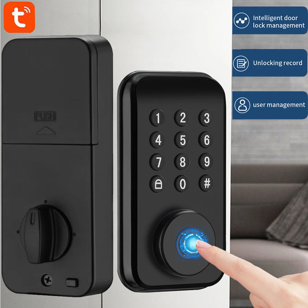 

Smart Deadbolt Locks Keyless Entry Door Fingerprint Password Locks with Tuya Bluetooth App Biometric Locks for Home Apartment