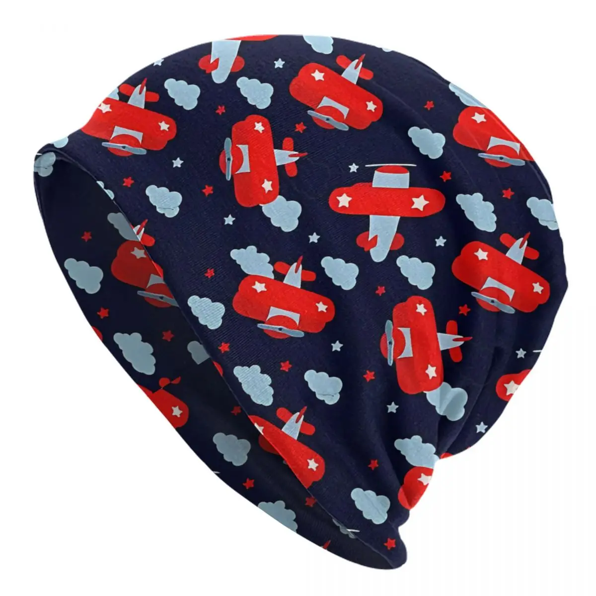 Cute Red And Blue Planes And Clouds Kids Unisex Bonnet Thin Windproof Hats Double Layer Hat Breathable Caps