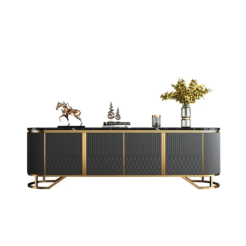 

Affordable Luxury Style TV Cabinet and Tea Table Combination Simple Modern Living Room Floor Cabinet Marble