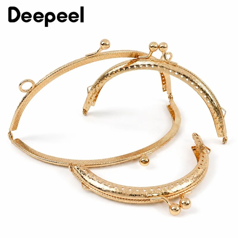 2/5Pcs 8.5-20.5cm Metal Kiss Lock Purse Frame for Coin Handbag Clutch Handle Crochet Bag Locks Buckle DIY Hardware Accessories