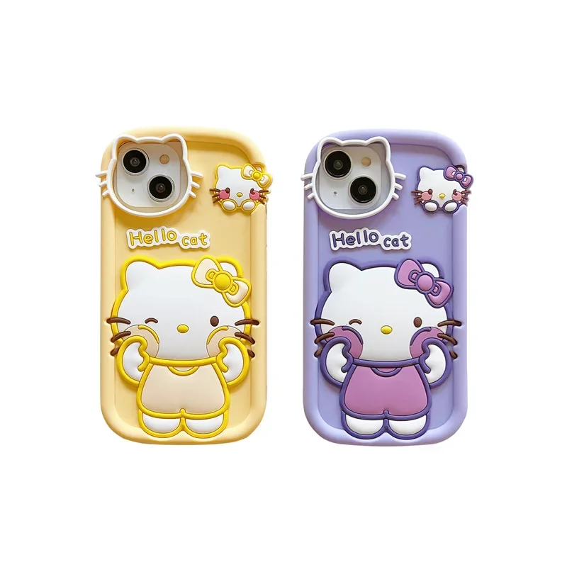 Mininstants Sanurgente-Étuis de téléphone en silicone pour filles, Hello Kittile, Mignon, Anime, Appliquer, Iphone1413Promax 1215, Anti-Chute, Jouets, Cadeau