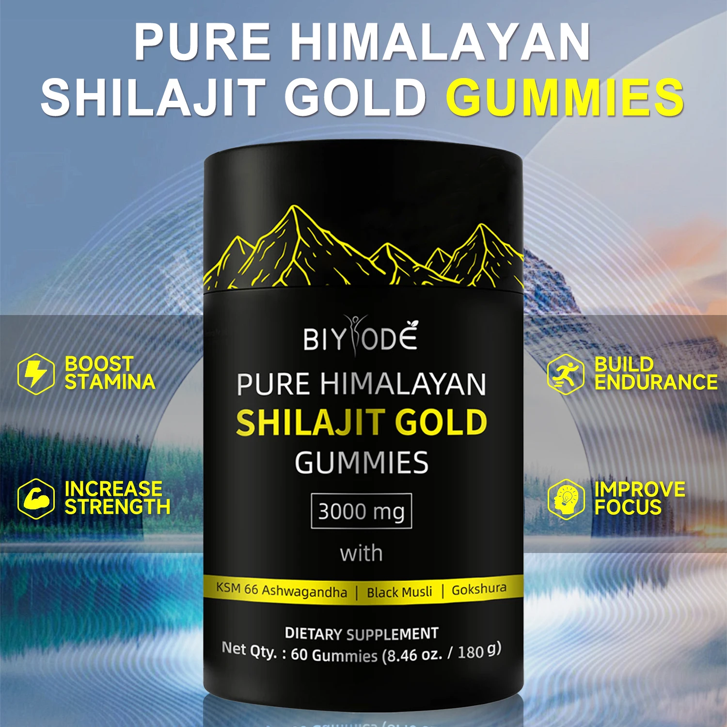 

Жевательные конфеты BIYODE Himalayan Shilajit - восстановление мышц, снижение усталости, повышение энергии, мягкие конфеты, пищевая добавка