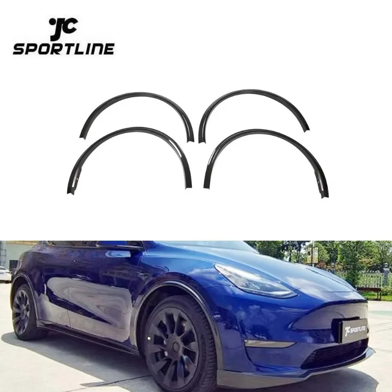 Electric Car Dry Carbon Fiber Car Wheel Arch Flares for Tesla Model Y Sedan 20-23