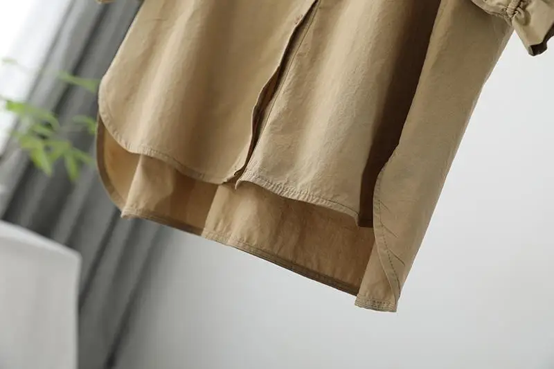 Einfarbiges Rüschenkanten-Laternenärmel-Oberteil mit Sieben-Viertel-Ärmeln Einreihiges Hemd Frühling Sommer Neue Koreanische Version Damen Locker Sitzende Übergrößen-Bluse – Detail 24