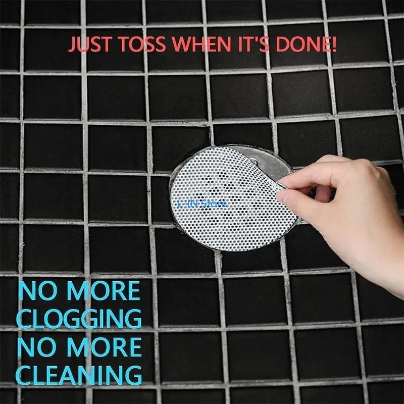 25 Pack Bathroom Shower Hair Catcher Mesh Stickers Disposable Drain Hair Catcher Kitchen Sink Strainer Adhesive Sticker