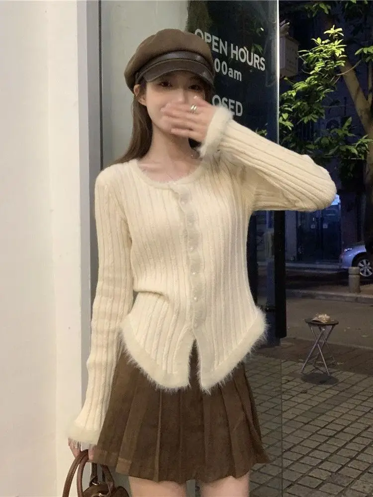 

Sweaters Jumpers Cardigans Womens Hood Chenille Contrast Piping Regular Japanese Style Harajuku Modern Fashion Urban Trendy Chic