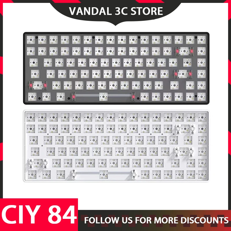 Ciy 84 Mechanical Keyboard 84 Keys Hot Swap White Backlight Wired Gaming Keyboard Kit Diy Aluminum Alloy Customized Keyboard