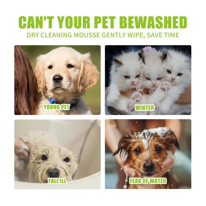 New Pet Waterless Body Wash Deep Cleaning Hair Care Foaming Dry Cleaning Mousse Spray Cat Dog Waterless Shampoo Pet Products