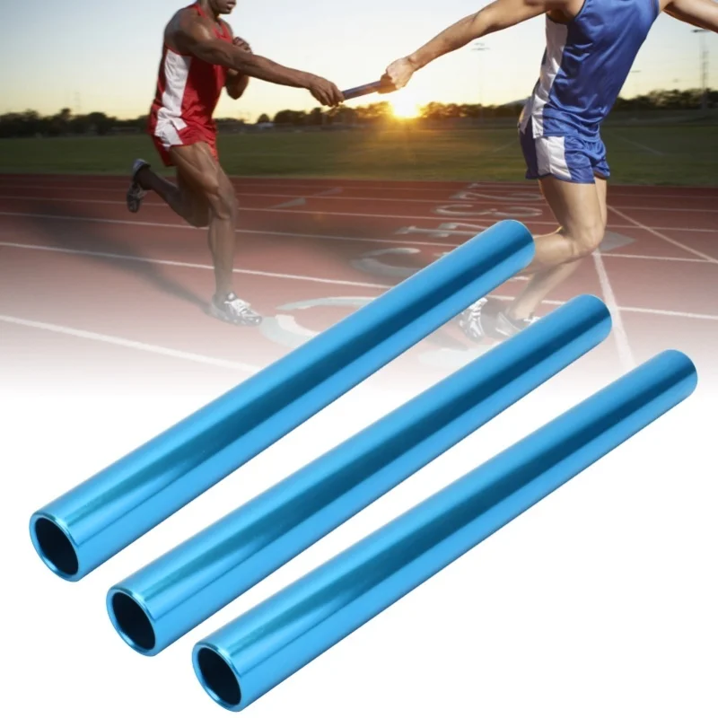 

3pcs Aluminum Alloy Electroplating Relay Batons Track And Field Sprint Match BatonsBlue