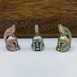 Brass Spartan knight Helmet Paracord Rope Beads Pendant Outdoor EDC Tool Flashlight Lanyard Hanging Jewelry DIY Bracelet Bead