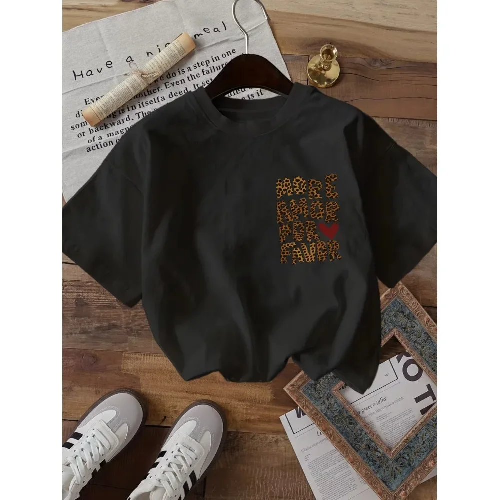 More Amor Por Favor T Shirts Funny Leopard Heart Graphic Spanish Quote Unisex Harajuku Streetwear Loose Summer Short Sleeve Tops