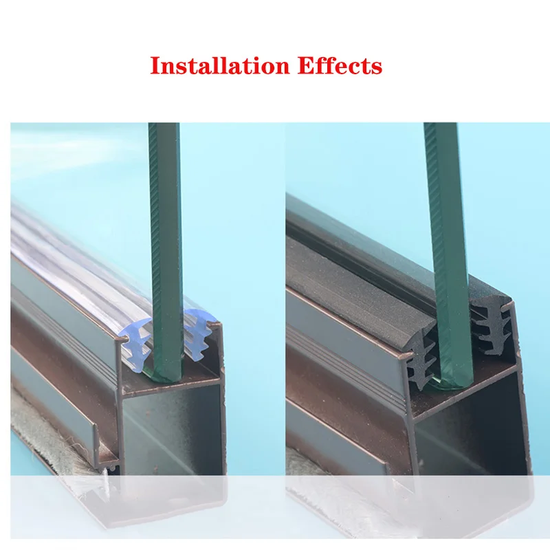 1/3/5M Door And Window Sealing Strip Aluminum Alloy Fixed Glass Gap Three T Type Fill The Card Slot Rubber Strips Windproof