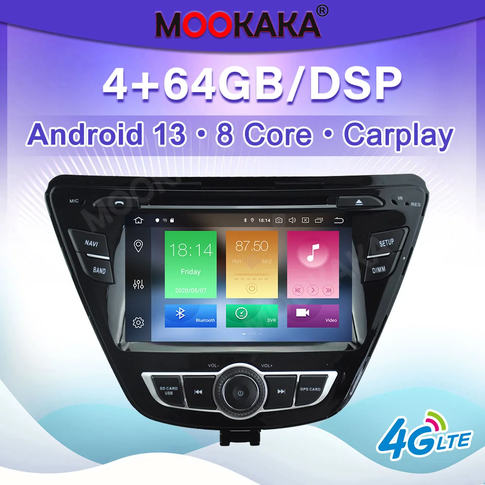For HYUNDAI ELANTRA 2014 Car Radio Automotive Multimedia Player Android 13 GPS Navigation Stereo Auto Carplay Video Recorder