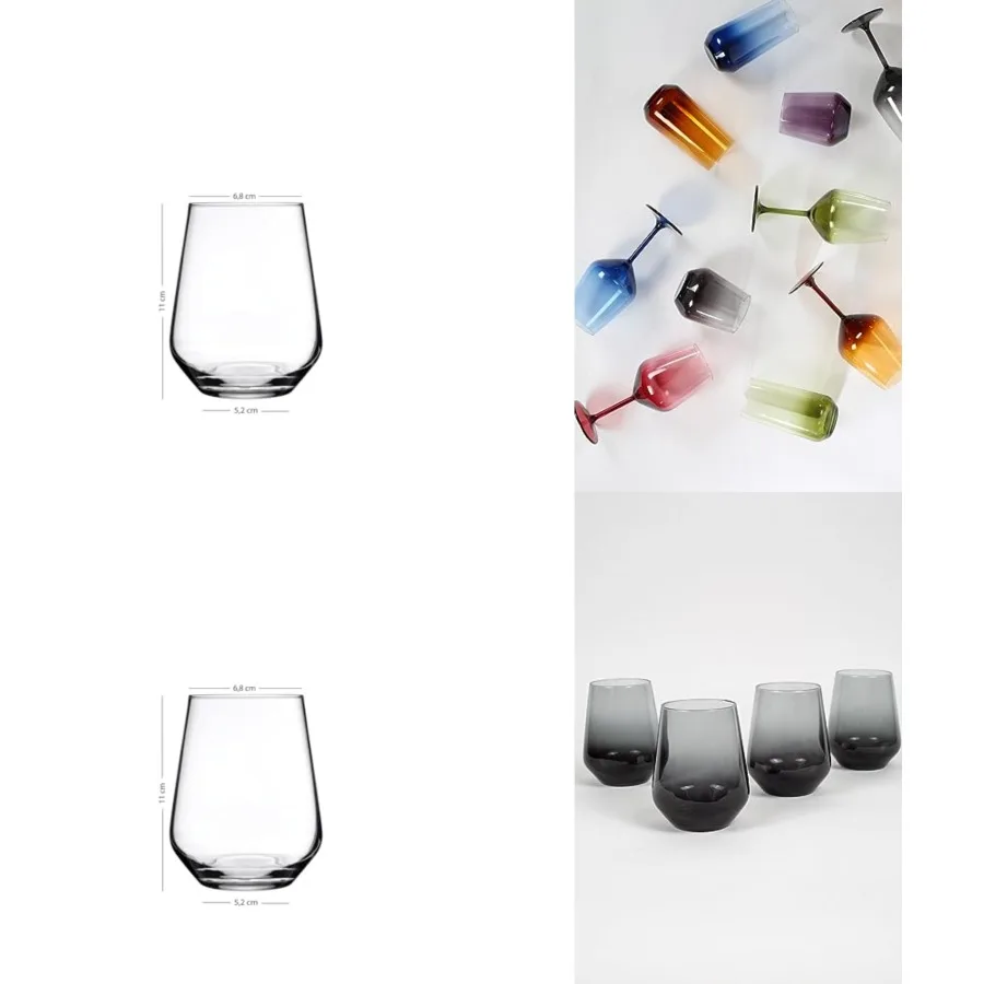 

Stemless Wine Glasses Set of 4, 14.3oz Modern Colored Drinking Tumblers for Red White Rose Wine and Cocktails, LeadFree Durable