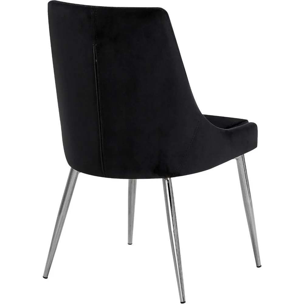 Moderne fluwelen gestoffeerde eetkamerstoelen met metalen poten - Karina-collectie van Meridian-meubels, set van 2