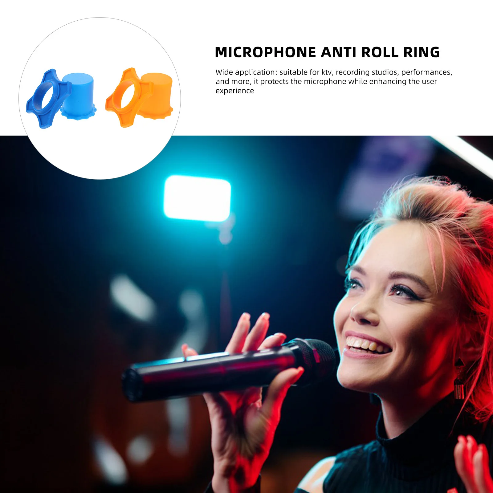 

2Set Microphone Protective Silicone Sleeve Hexagonal Anti- Home Ktv Karaoke Mic Covers Anti-Slip Grip