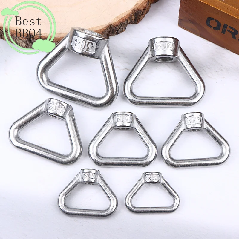 (BBQ4)M8 M10 M12 M14 M16 M20 M24 304 Stainless Steel Triangle Lifting Eye Nut Trapezoid Thread Rings Fit For Handle Bolts
