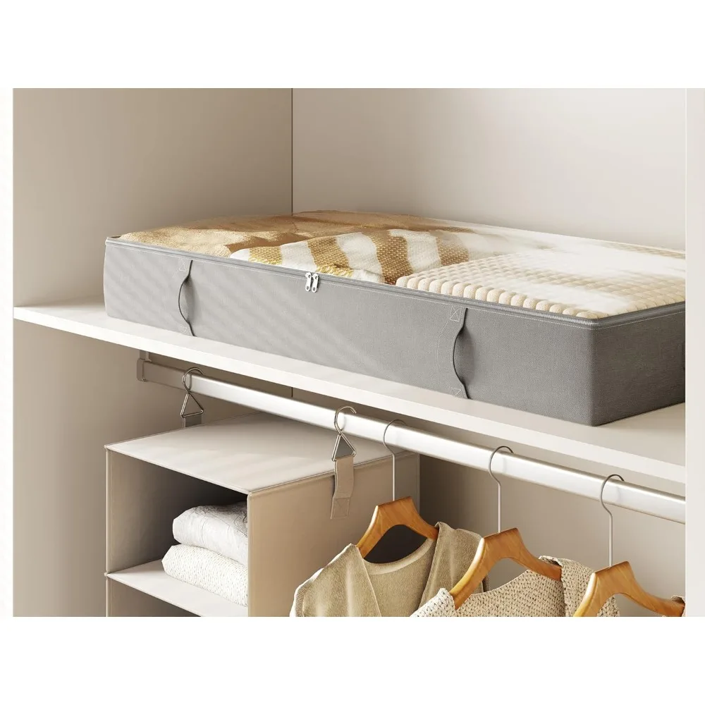 صناديق تخزين مدمجة تحت السرير، بطول 6 بوصات، متينة مع مقابض سهلة الإمساك، منظم ملابس موفر للمساحة