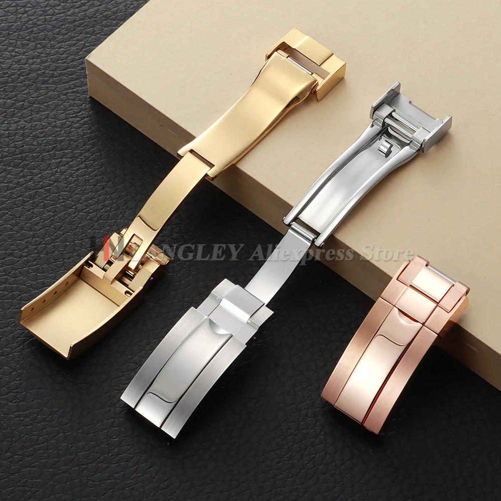 Watch Band Clasp for Rolex Submariner GMT Master Daytona Water Ghost Folding Button Stainless Steel Metal Solid Buckle 9mmx16mm