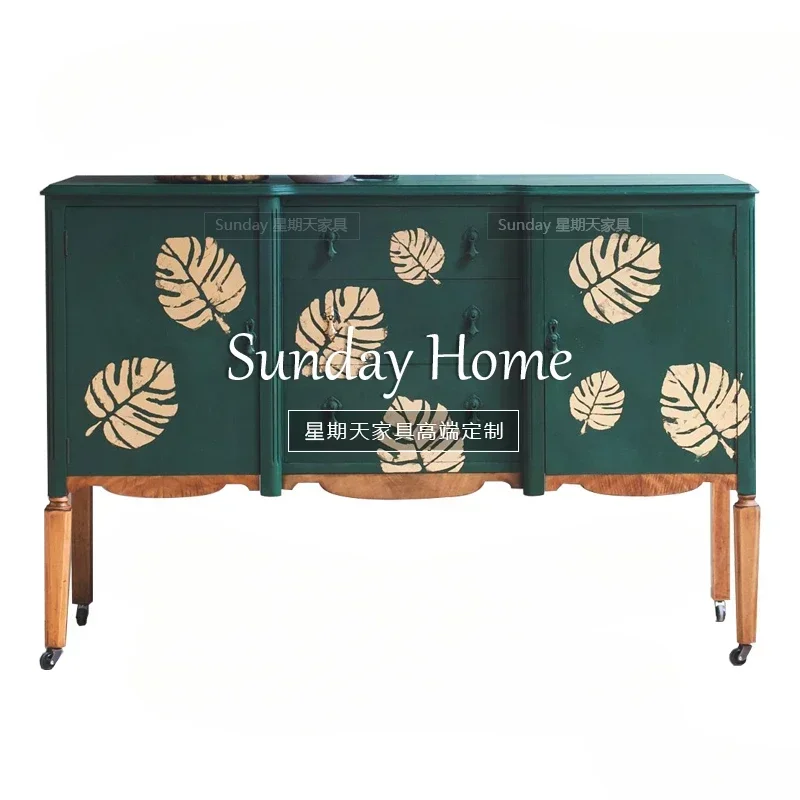 SS ss7486 French retro painted entrance cabinet American retro chest cabinet Mediterranean locker