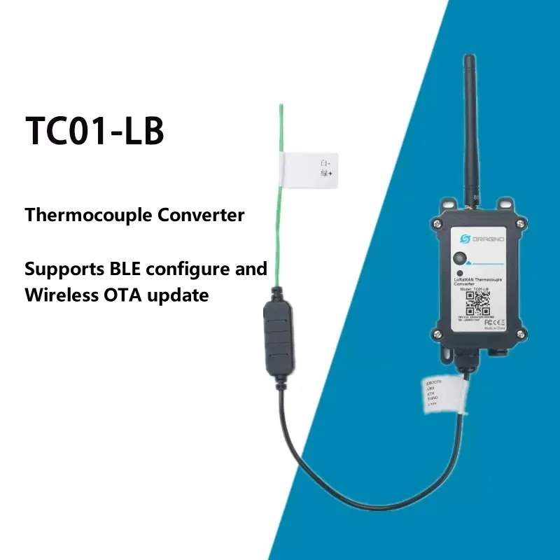 

TC01-LB LoRaWAN Thermocouple Converter Supports BLE Configure and Wireless OTA Update Supports Datalog Feature