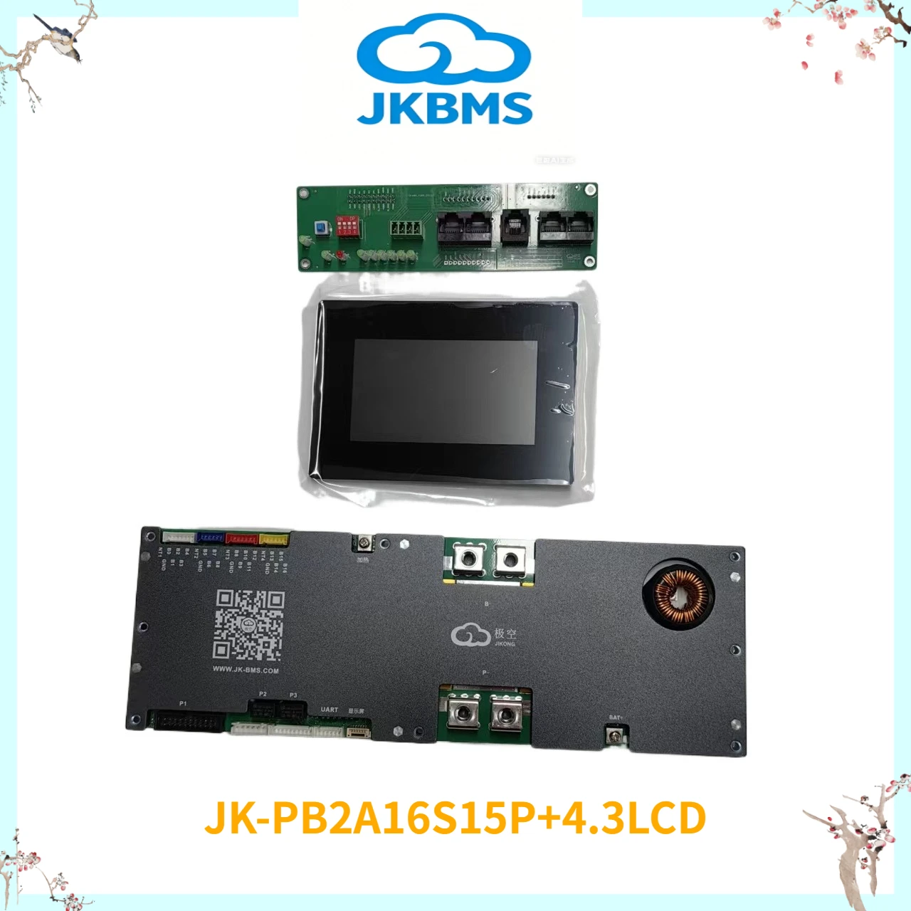 

JK Inverter BMS JK-PB2A16S15P+4.3LCD Active Balance Current 2A 16S 24V 48V LiFePo4 Li-Ion Battery 150A Household Energy TaiChang