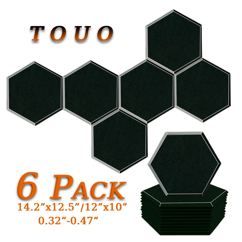 TOUO Sound Insulation Acoustic Panel 6 Pcs Isolator Music Studio Soundproofing Wall Panel Room Recording Noise Absorbing