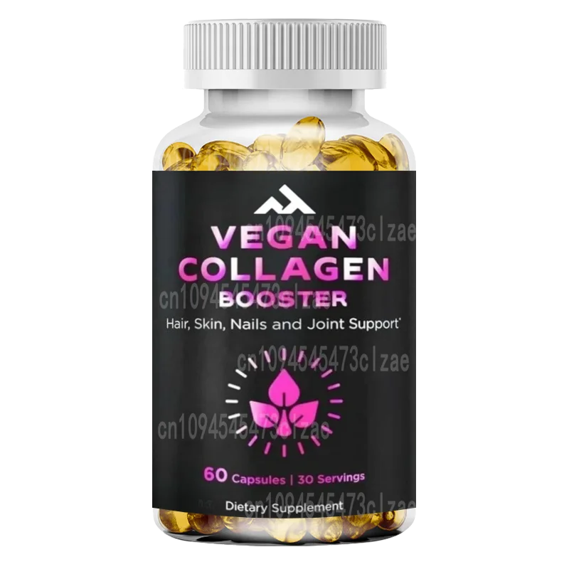 Plant Based Collagen Supplement - Supports Hair, Skin, Nails, and Joints - Contains Hyaluronic Acid -60 Capsules