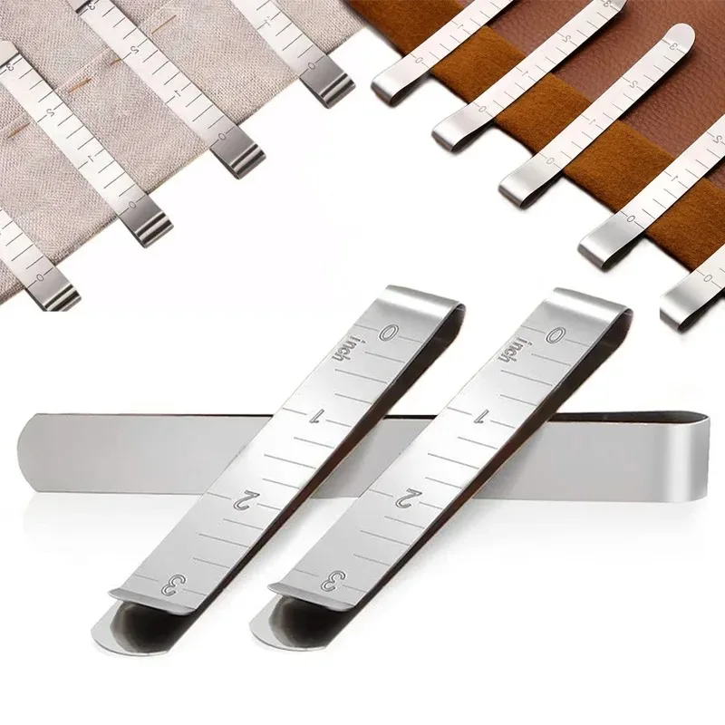 5/2/1PCS Hemming Clips Stainless Steel Sewing Clips Measurement Ruler Pinning Pins Marking Sewing Project Quilting Tool Supplies