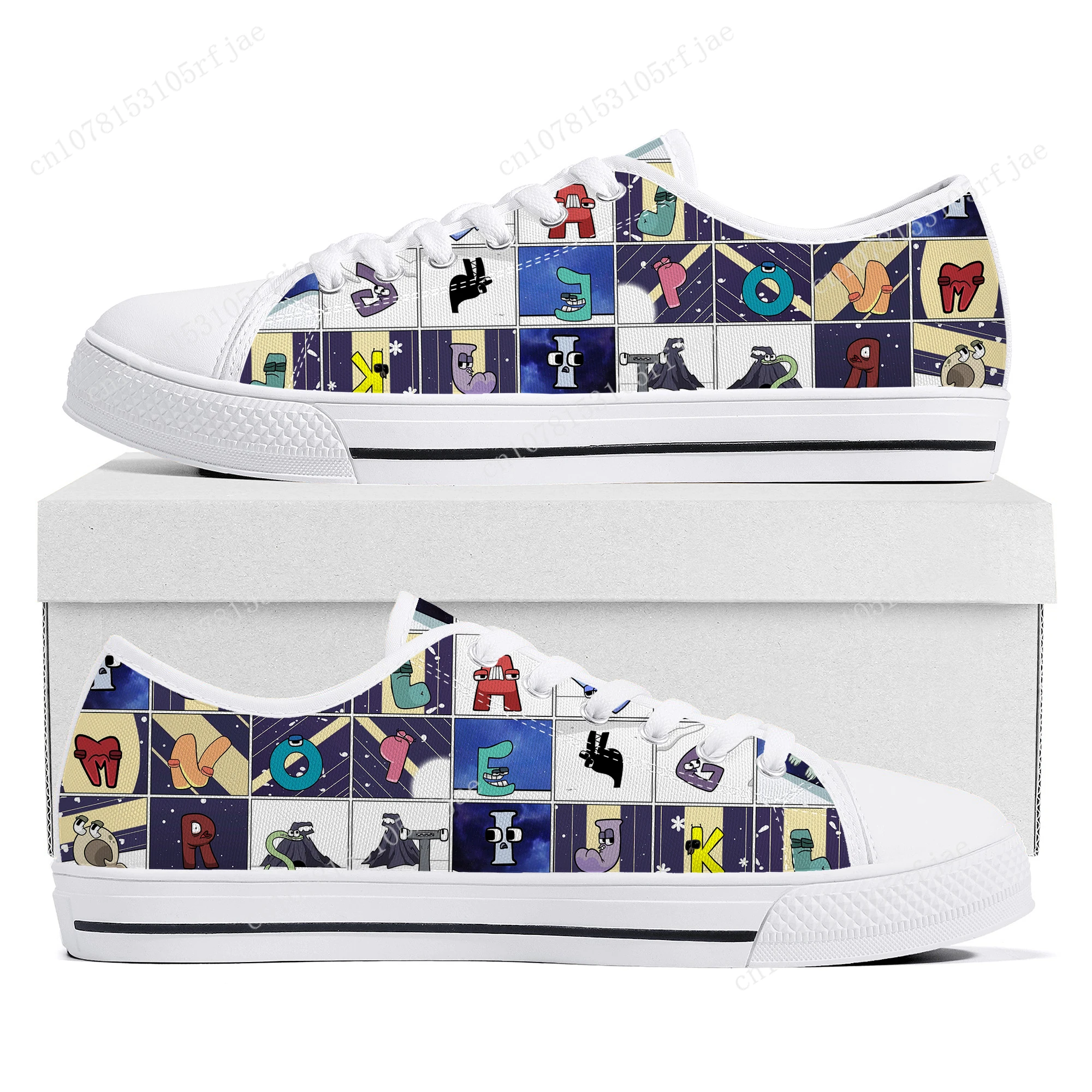 Alphabet Lore Low Top Sneakers Hot Cartoon Game Womens Mens Teenager High Quality Canvas Sneaker Couple Custom Built Shoes