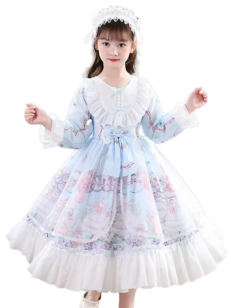 Vestido de fiesta de princesa de terciopelo para niña, vestido de boda Kawaii de Lolita, Otoño e Invierno