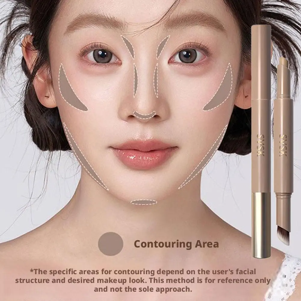 Doppelseitiger Konturenstift mit Pinsel, Nasen-Schattierungscreme-Stift, Gesichtskonturierung und Schattierung Make-up – Detail 8